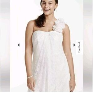 New David's Bridal Ivory Floral One-Shoulder Gown